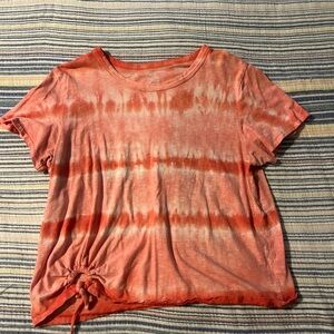 Aerie Pink Tie Front Short Sleeve T-Shirt
